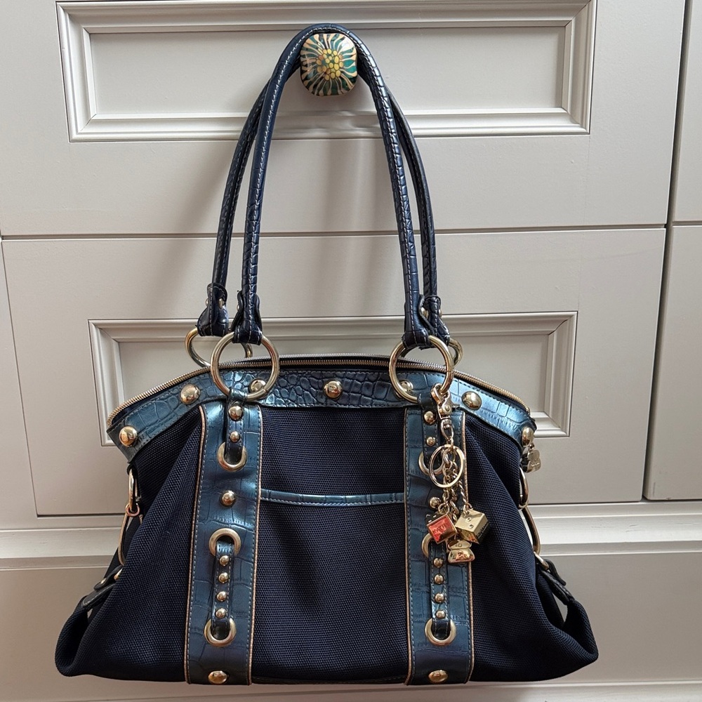 Kathy Van Zeeland Navy Blue Shoulder Bag
